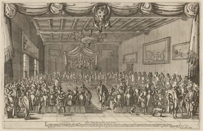 Framed Print : The Banquet of the Piacevoli, 1627. Creator: Stefano della Bella Framed Print : The Banquet of the Piacevoli, 1627. Creator: Stefano della Bella