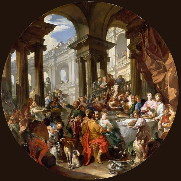 Banquet under a portico of ionic order, ca 1720