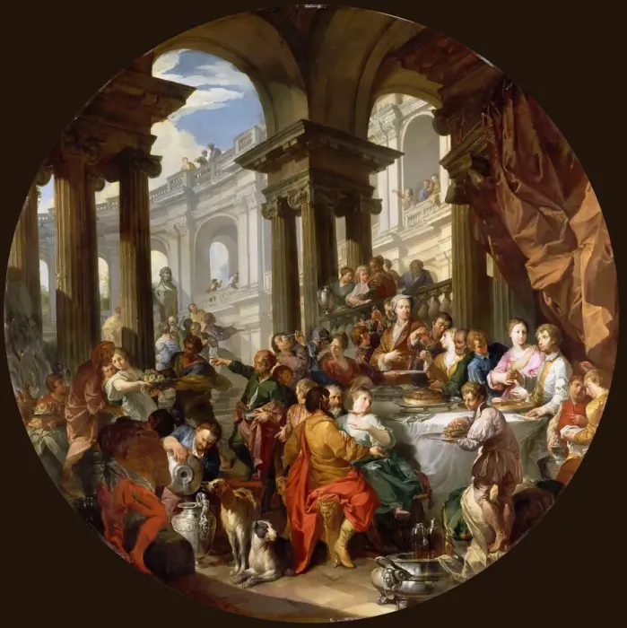 Framed Print : Banquet under a portico of ionic order, ca 1720 Framed Print : Banquet under a portico of ionic order, ca 1720