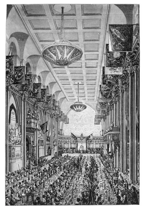 Framed Print : Banquet for the Queen at the Guildhall, London, 1837, (1900) Framed Print : Banquet for the Queen at the Guildhall, London, 1837, (1900)