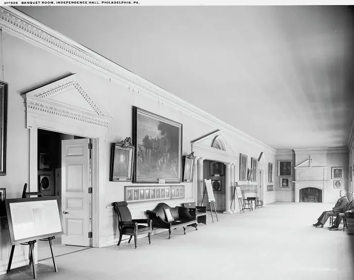 Framed Print : Banquet Room, Independence Hall, Philadelphia, Pa. c1904. Creator: Unknown Framed Print : Banquet Room, Independence Hall, Philadelphia, Pa. c1904. Creator: Unknown