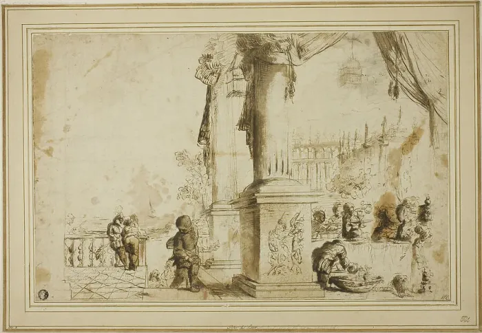 Framed Print : Banquet Scene on Terrace, n.d. Creator: Unknown