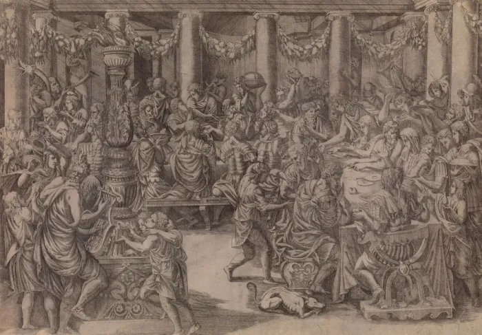 Framed Print : Banquet of Scipio, 1543. Creator: Antonio Fantuzzi Framed Print : Banquet of Scipio, 1543. Creator: Antonio Fantuzzi