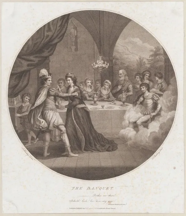 Framed Print : The Banquet (Shakespeare, Macbeth, Act 3, Scene 3), October 10, 1786. Creator: John Baldrey Framed Print : The Banquet (Shakespeare, Macbeth, Act 3, Scene 3), October 10, 1786. Creator: John Baldrey