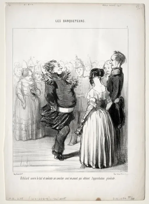 Framed Print : The Banqueters, plate 5: Rifolard opens the ball, 1848. Creator: Honore Daumier (French Framed Print : The Banqueters, plate 5: Rifolard opens the ball, 1848. Creator: Honore Daumier (French