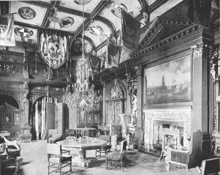 Framed Print : The Banqueting Hall, Knebworth House, Hertfordshire, 1894. Creator: Unknown Framed Print : The Banqueting Hall, Knebworth House, Hertfordshire, 1894. Creator: Unknown