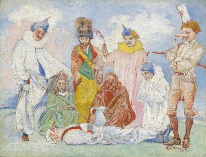 Framed Print : Bapteme de masques, 1891. Creator: Ensor, James (1860-1949)