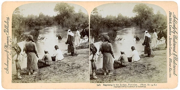 Baptising in the River Jordan, Palestine, 1896. Artist: Underwood & Underwood