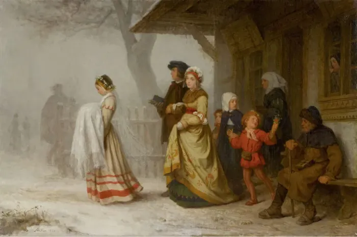 Framed Print : Baptism, 1864. Creator: Anker, Albert (1831-1910) Framed Print : Baptism, 1864. Creator: Anker, Albert (1831-1910)