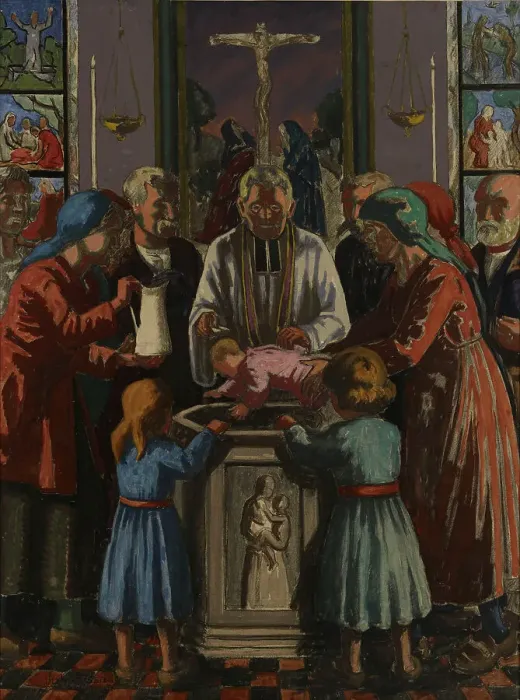 Framed Print : Baptism, 1925. Creator: Juho Rissanen Framed Print : Baptism, 1925. Creator: Juho Rissanen