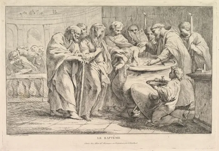 Framed Print : The Baptism, ca. 1734. Creator: Pierre Charles Tremolieres
