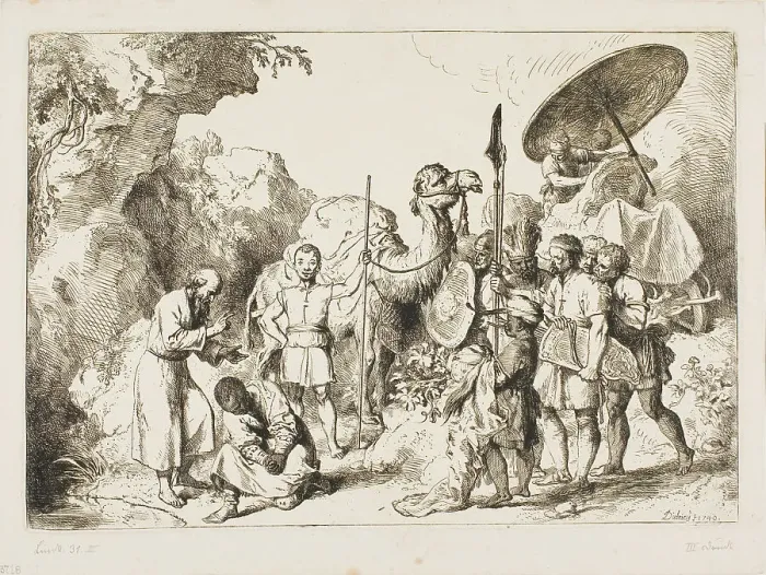 Framed Print : Baptism of the Chamberlain of Queen Candace of Ethiopia, 1740. Creator: Christian Wilhelm Ernst Dietrich Framed Print : Baptism of the Chamberlain of Queen Candace of Ethiopia, 1740. Creator: Christian Wilhelm Ernst Dietrich