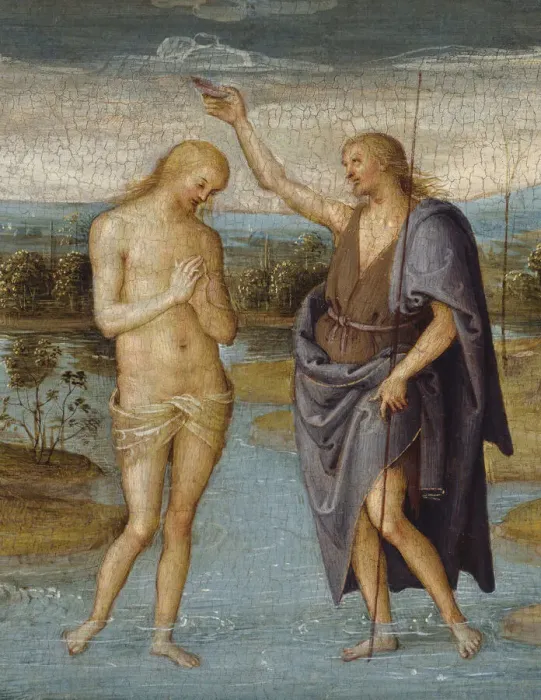 Framed Print : The Baptism of Christ, 1500 / 05. Creator: Perugino Framed Print : The Baptism of Christ, 1500 / 05. Creator: Perugino