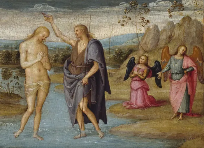Framed Print : The Baptism of Christ, 1500 / 05. Creator: Perugino Framed Print : The Baptism of Christ, 1500 / 05. Creator: Perugino