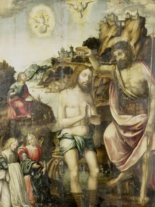 Framed Print : Baptism of Christ, 1500-1549. Creator: Anon Framed Print : Baptism of Christ, 1500-1549. Creator: Anon