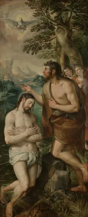 Framed Print : The Baptism of Christ, 1574. Creator: Martin de Vos Framed Print : The Baptism of Christ, 1574. Creator: Martin de Vos
