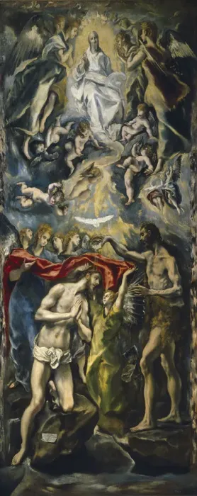 Framed Print : The Baptism of Christ, 1597-1600. Artist: El Greco, Dominico (1541-1614)