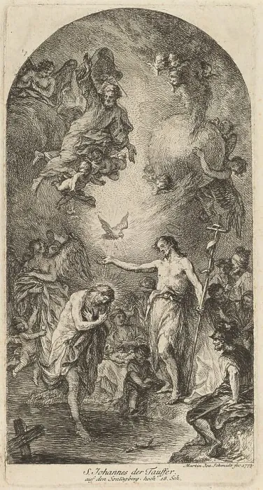 Framed Print : The Baptism of Christ, 1773. Creator: Martin Johann Schmidt Framed Print : The Baptism of Christ, 1773. Creator: Martin Johann Schmidt