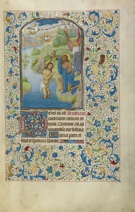 Framed Print : The Baptism of Christ; Arenberg Hours, early 1460s. Creator: Willem Vrelant Framed Print : The Baptism of Christ; Arenberg Hours, early 1460s. Creator: Willem Vrelant
