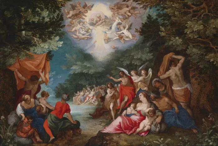 Framed Print : The Baptism of Christ. Artist: Brueghel, Jan, the Elder (1568-1625) Framed Print : The Baptism of Christ. Artist: Brueghel, Jan, the Elder (1568-1625)