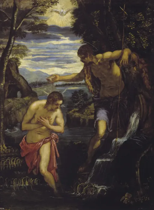 Framed Print : The Baptism of Christ. Artist: Tintoretto, Domenico (1560-1635) Framed Print : The Baptism of Christ. Artist: Tintoretto, Domenico (1560-1635)