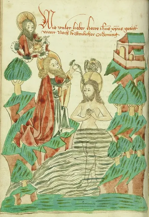 Framed Print : Baptism of Christ; Barlaam und Josaphat, 1469. Creators: Hans Schilling, Diebolt Lauber Framed Print : Baptism of Christ; Barlaam und Josaphat, 1469. Creators: Hans Schilling, Diebolt Lauber