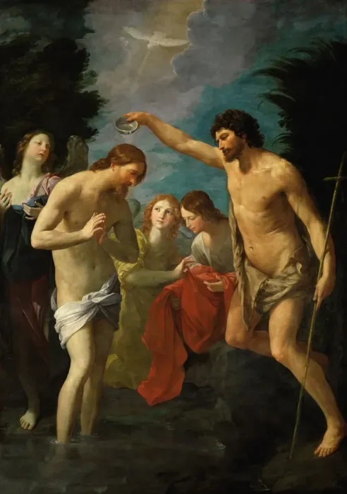Framed Print : The Baptism of Christ, c. 1623. Artist: Reni, Guido (1575-1642) Framed Print : The Baptism of Christ, c. 1623. Artist: Reni, Guido (1575-1642)