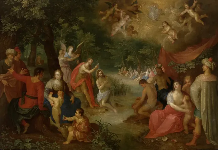 Framed Print : The Baptism of Christ. Creator: Jan van Balen Framed Print : The Baptism of Christ. Creator: Jan van Balen