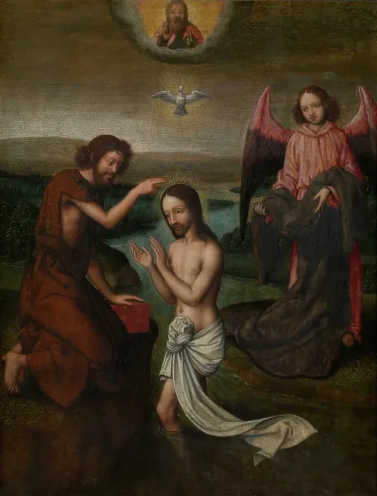 Framed Print : The Baptism of Christ. Creator: Marcellus Coffermans Framed Print : The Baptism of Christ. Creator: Marcellus Coffermans