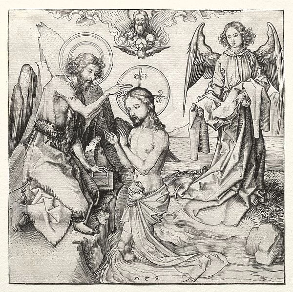 The Baptism of Christ in the Jordan, c. 1480-90. Creator: Martin Schongauer (German, c