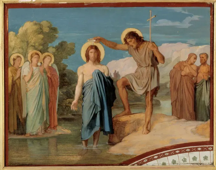 Framed Print : The Baptism of Christ. Sketch for decoration of the nave of Saint-Germain-des-Pres church, 1858. Creator: Unknown Framed Print : The Baptism of Christ. Sketch for decoration of the nave of Saint-Germain-des-Pres church, 1858. Creator: Unknown
