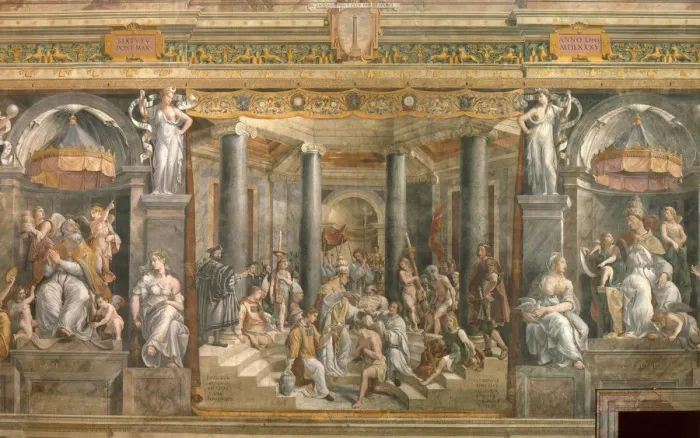 Framed Print : The Baptism of Constantine, 1517-1524. Artist: Penni, Gianfrancesco (1496-1528) Framed Print : The Baptism of Constantine, 1517-1524. Artist: Penni, Gianfrancesco (1496-1528)