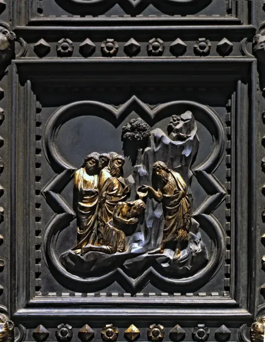 Framed Print : Baptism of the fishermen, one of the panels of the south gate of the Baptistery of St Framed Print : Baptism of the fishermen, one of the panels of the south gate of the Baptistery of St