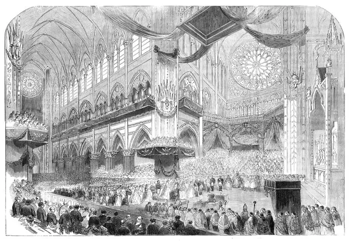 Framed Print : The Baptism of the Imperial Prince in the Cathedral of Notre Dame, 1856. Creator: Unknown Framed Print : The Baptism of the Imperial Prince in the Cathedral of Notre Dame, 1856. Creator: Unknown