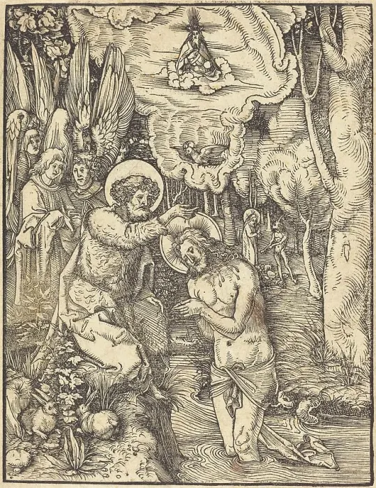 Framed Print : Baptism in Jordan. Creator: Hans Wechtlin the Elder Framed Print : Baptism in Jordan. Creator: Hans Wechtlin the Elder