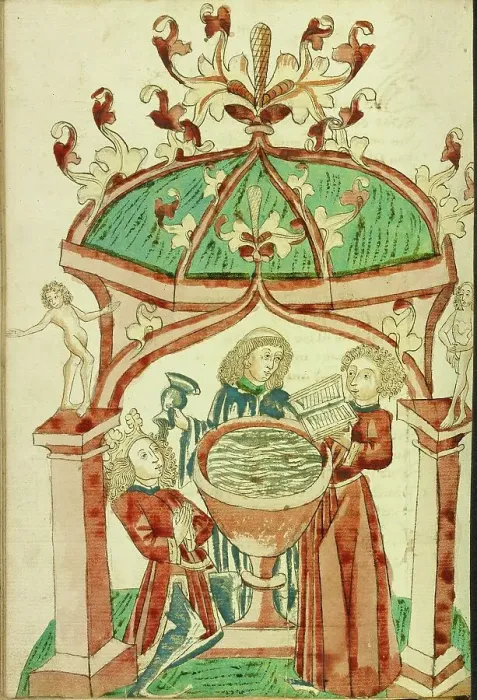 Framed Print : The Baptism of Josaphat; Barlaam und Josaphat, 1469. Creators: Hans Schilling, Diebolt Lauber Framed Print : The Baptism of Josaphat; Barlaam und Josaphat, 1469. Creators: Hans Schilling, Diebolt Lauber