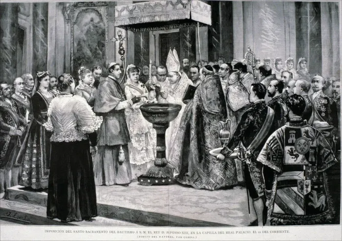Framed Print : Baptism of King Alfonso XIII verified with the greatest solemnity in the Chapel of Framed Print : Baptism of King Alfonso XIII verified with the greatest solemnity in the Chapel of