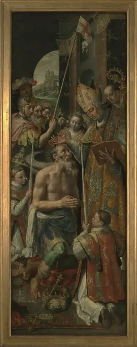 Framed Print : Baptism of the King of Silene, 1590. Creator: Martin de Vos Framed Print : Baptism of the King of Silene, 1590. Creator: Martin de Vos