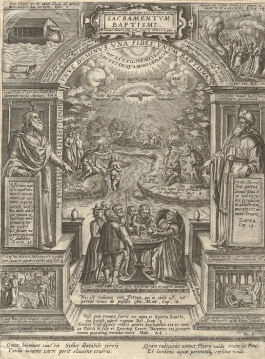 Framed Print : Baptism, from the series The Seven Sacraments, 1576. 1576. Creator: Philip Galle Framed Print : Baptism, from the series The Seven Sacraments, 1576. 1576. Creator: Philip Galle