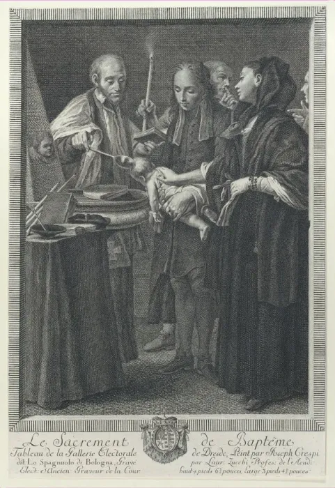 Framed Print : Baptism, from The Seven Sacraments, ca. 1765. Creator: Lorenzo Zucchi Framed Print : Baptism, from The Seven Sacraments, ca. 1765. Creator: Lorenzo Zucchi