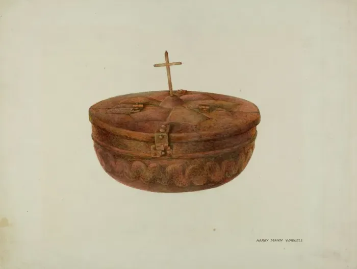 Framed Print : Baptismal Font, 1937. Creator: Harry Mann Waddell Framed Print : Baptismal Font, 1937. Creator: Harry Mann Waddell