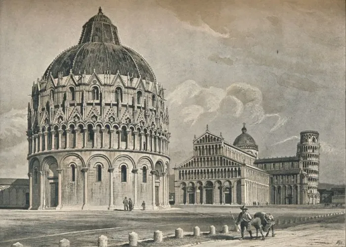 Framed Print : The Baptistry, Cathedral, and Leaning Tower of Pisa, c1906, (1907). Artist: O Schulz Framed Print : The Baptistry, Cathedral, and Leaning Tower of Pisa, c1906, (1907). Artist: O Schulz
