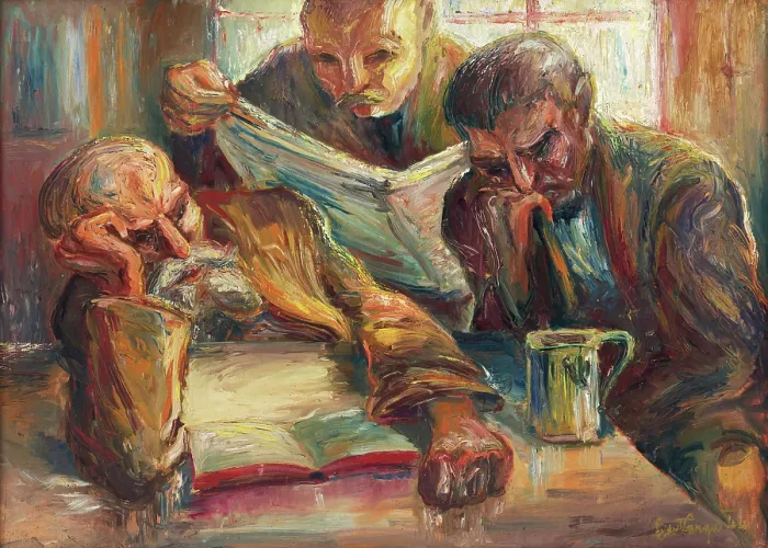 Framed Print : At the bar, 1944. Creator: Ludovit Varga Framed Print : At the bar, 1944. Creator: Ludovit Varga