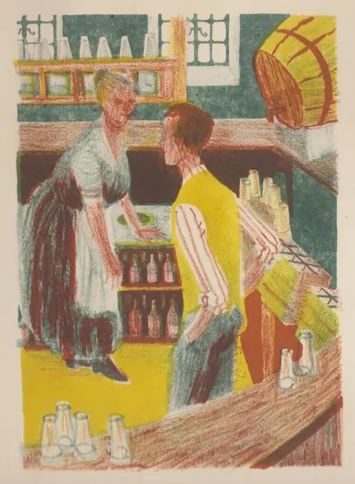 Framed Print : Behind the bar, 1952. Creator: Shirley Markham Framed Print : Behind the bar, 1952. Creator: Shirley Markham