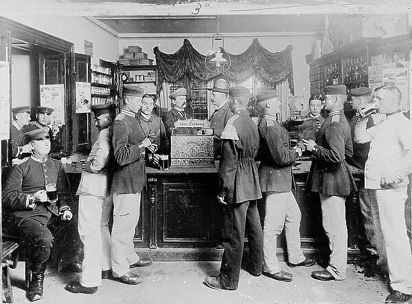 Bar with soldiers, Germany, between 1895 and 1910. Creator: Unknown