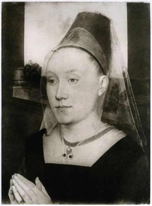 Framed Print : Barbara Van Vlaenderbergh, wife of Guillaume Moreel, c1480, (1927). Artist: Hans Memling