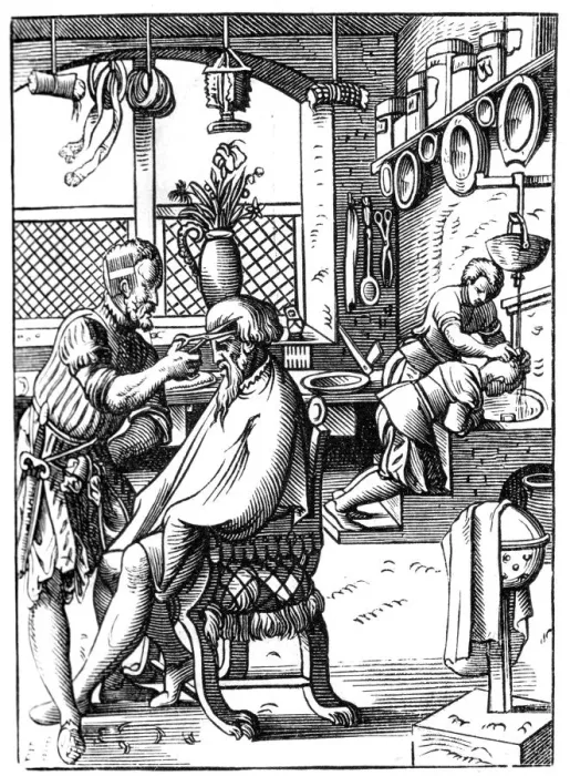Framed Print : Barber, 16th century (1849). Artist: Jost Amman Framed Print : Barber, 16th century (1849). Artist: Jost Amman