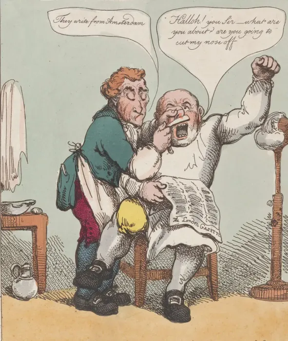 Framed Print : Barber, August 30, 1799. August 30, 1799. Creator: Thomas Rowlandson Framed Print : Barber, August 30, 1799. August 30, 1799. Creator: Thomas Rowlandson