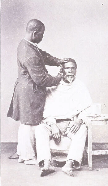 Barber and client, Brazil, 1890 (Inferred). Creator: Unknown