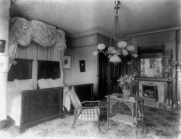 Barber house, Washington, D.C. - bedroom, between 1890 and 1950. Creator: Frances Benjamin Johnston